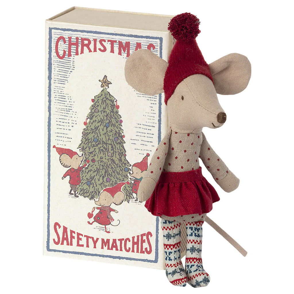 Christmas Big Sister Mouse in a Matchbox by Maileg