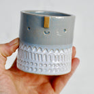 Mini Succulent Pot in Blue-Grey / White Stamped by Atelier Stella