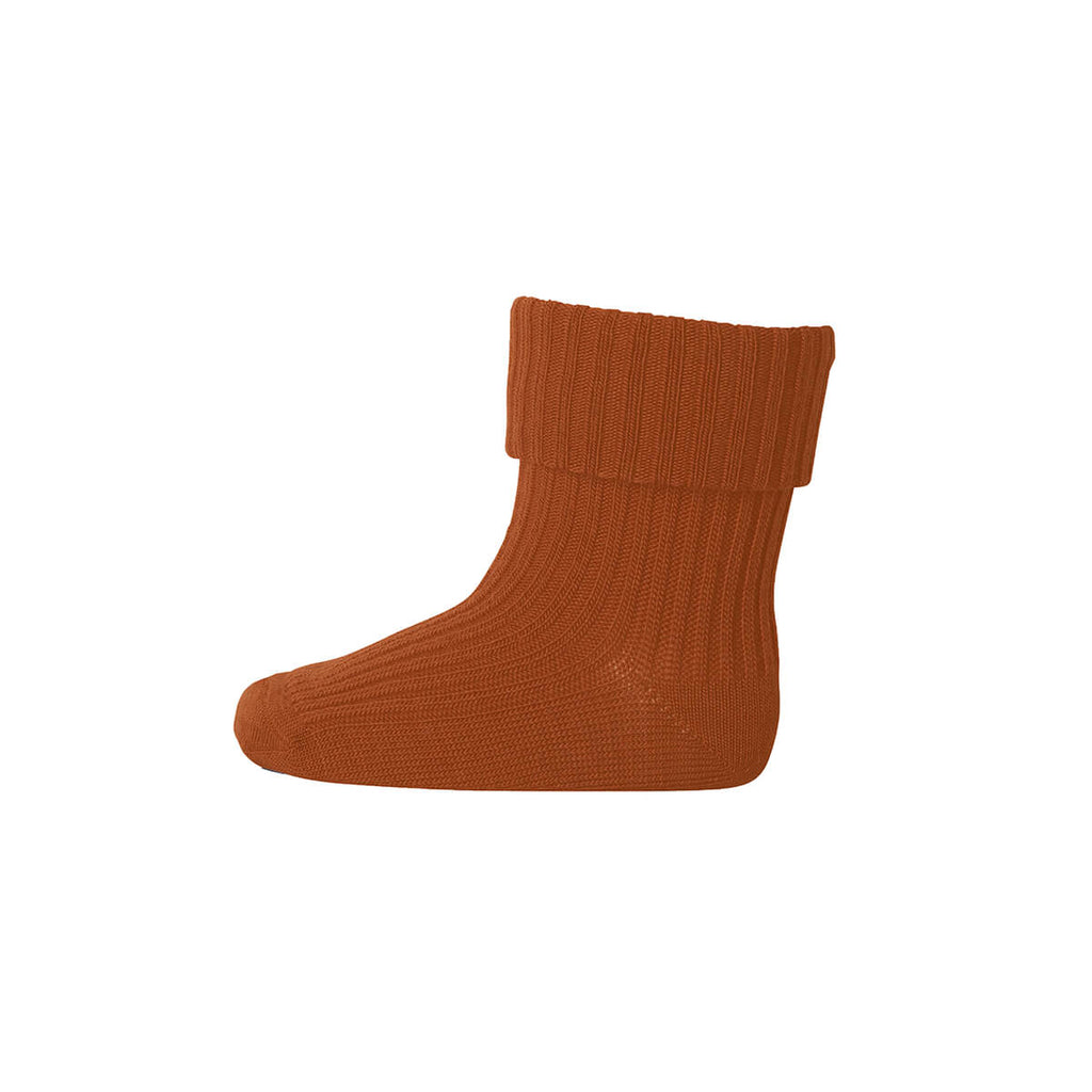 Cotton Rib Ankle Socks in Rust by MP Denmark