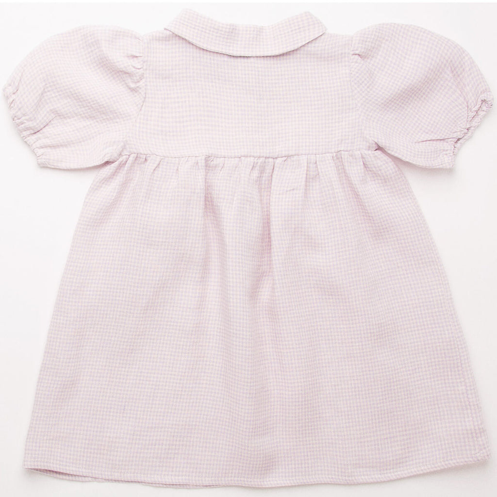 Duck Duck Goose Dress in Lavender Check Linen  by Nellie Quats - PREORDER