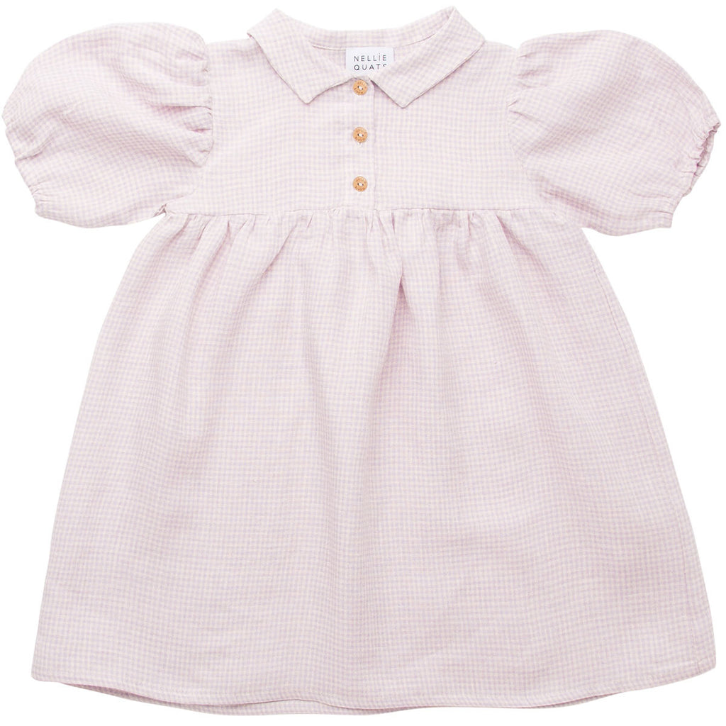 Duck Duck Goose Dress in Lavender Check Linen  by Nellie Quats - PREORDER