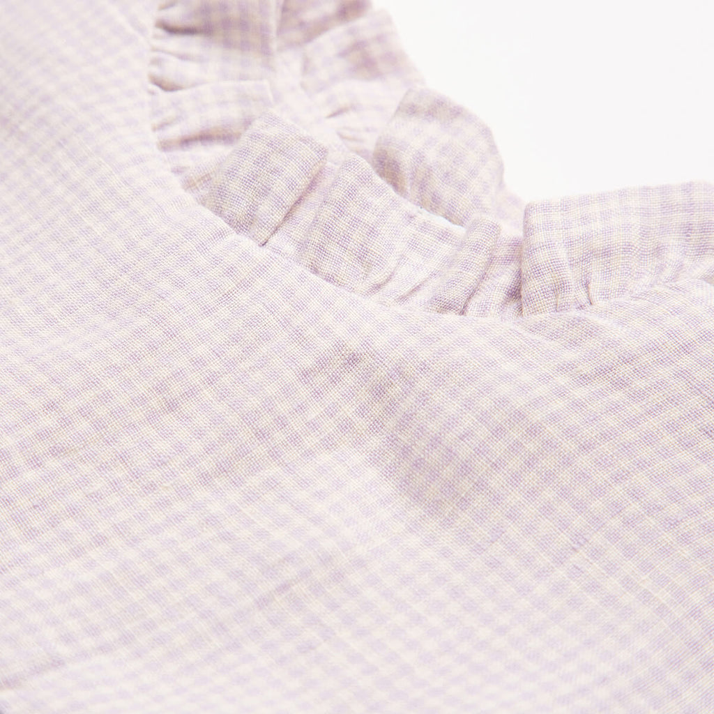 Kiss-Chase Blouse in Lavender Check Linen by Nellie Quats - PREORDER