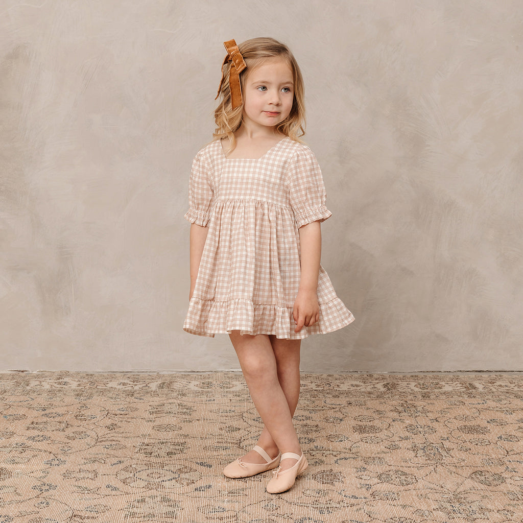 Quinn Dress in Oat Check by Noralee