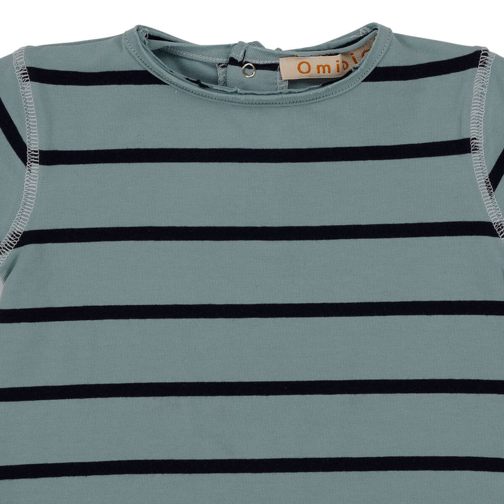 Human Baby T-Shirt in Celeste Stripes by Omibia