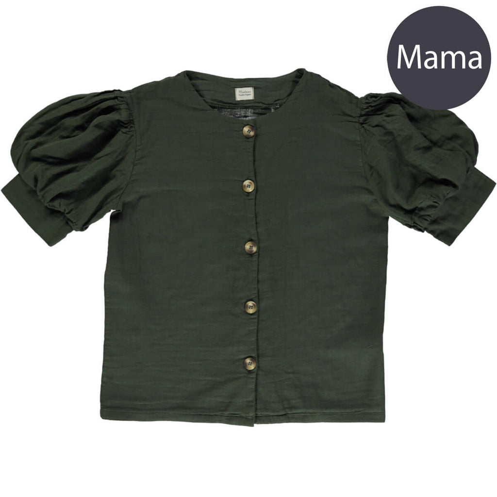 Poire Adult Blouse in Forest Green by Poudre Organic