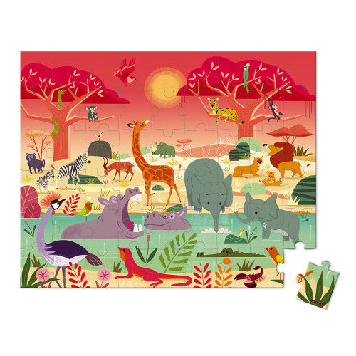 Animal Reserve 54 Piece Jigsaw Puzzle In Carry Case by Janod