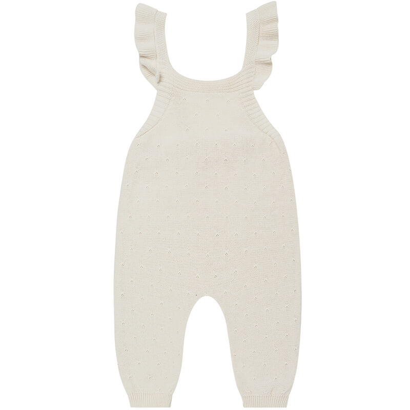Pointelle Knit Overalls in Ivory by Quincy Mae