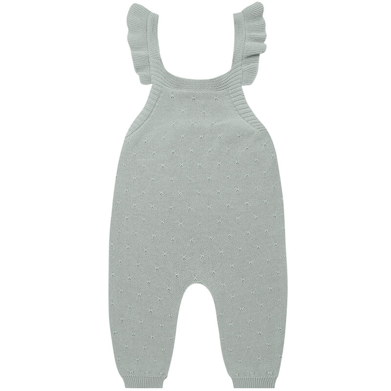 Pointelle Knit Overalls in Sky by Quincy Mae