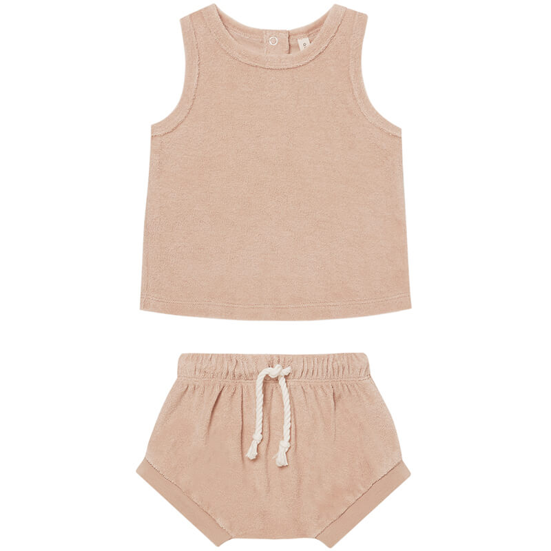 Terry Tank and Shorts Set in Blush by Quincy Mae
