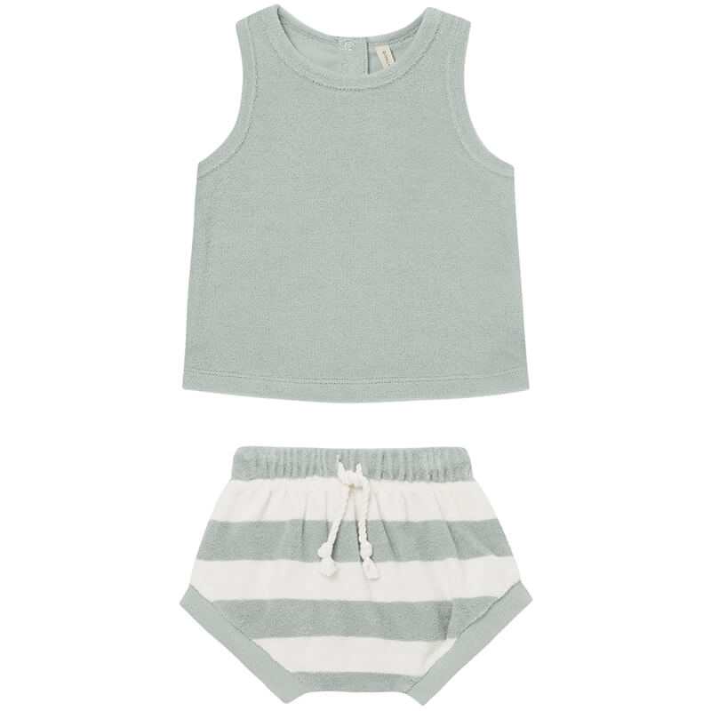 Terry Tank and Shorts Set in Sky Stripe by Quincy Mae