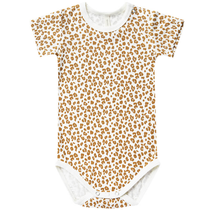 Bamboo Short Sleeve Bodysuit in Cheetah by Quincy Mae