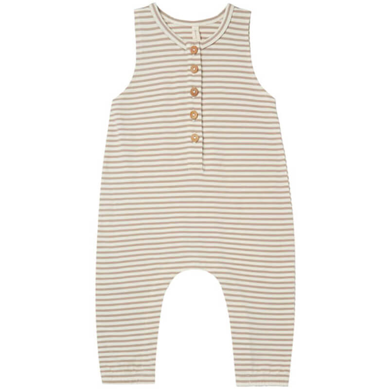 Sleeveless Jumpsuit in Warm Grey Stripe by Quincy Mae