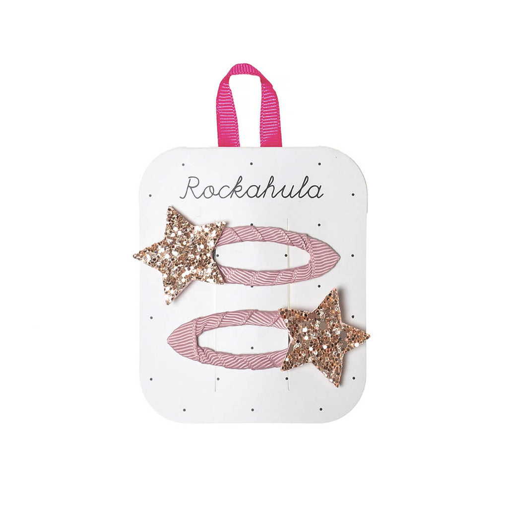 Star Glitter Hair Clips in Pink by Rockahula