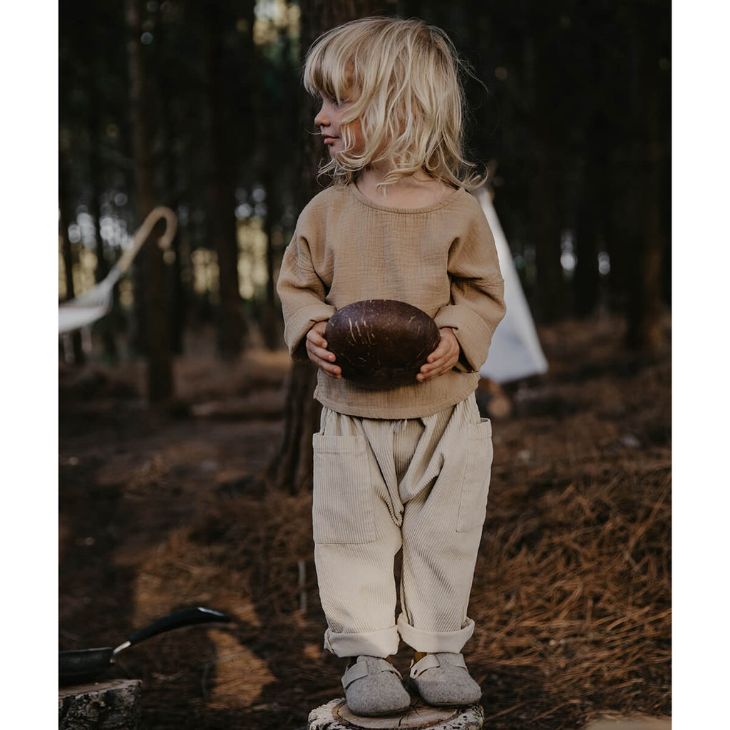 The Corduroy Harem Trouser in Oatmeal by The Simple Folk