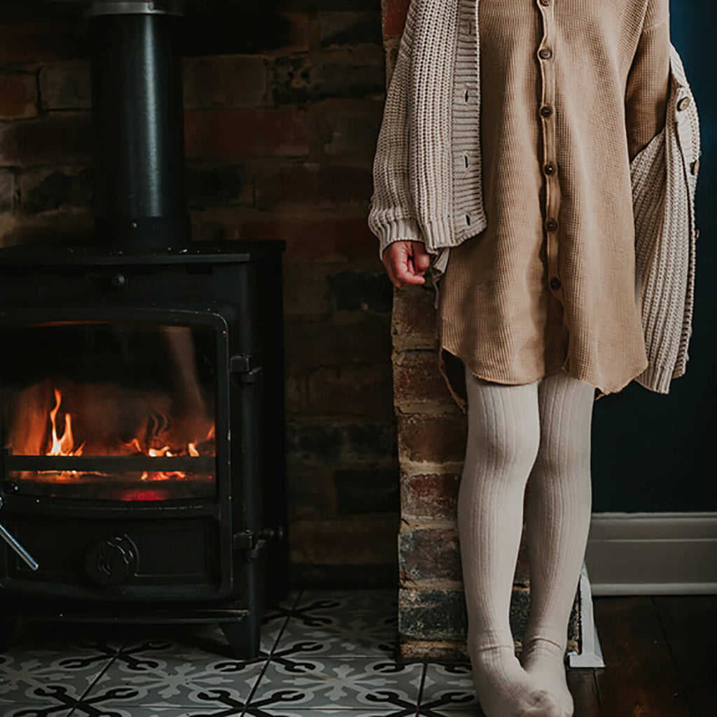The Ribbed Tights in Oatmeal by The Simple Folk