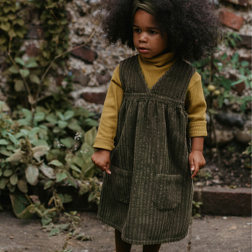 The Vintage Corduroy Overdress in Olive by The Simple Folk