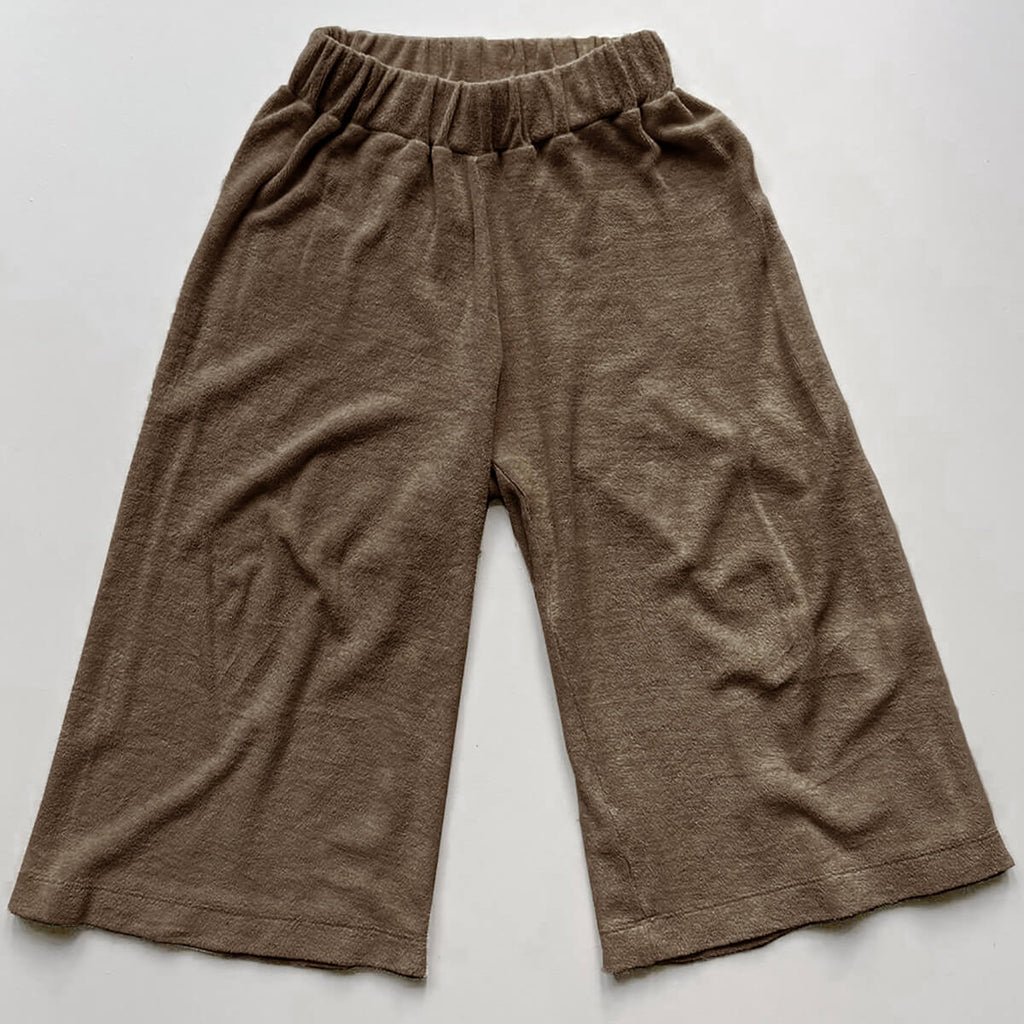 The Wide Leg Terry Trouser in Walnut by The Simple Folk