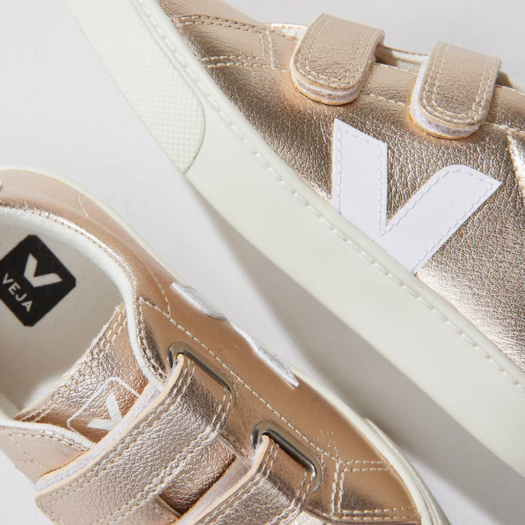 Esplar Velcro Leather Trainers in Platine / White by Veja