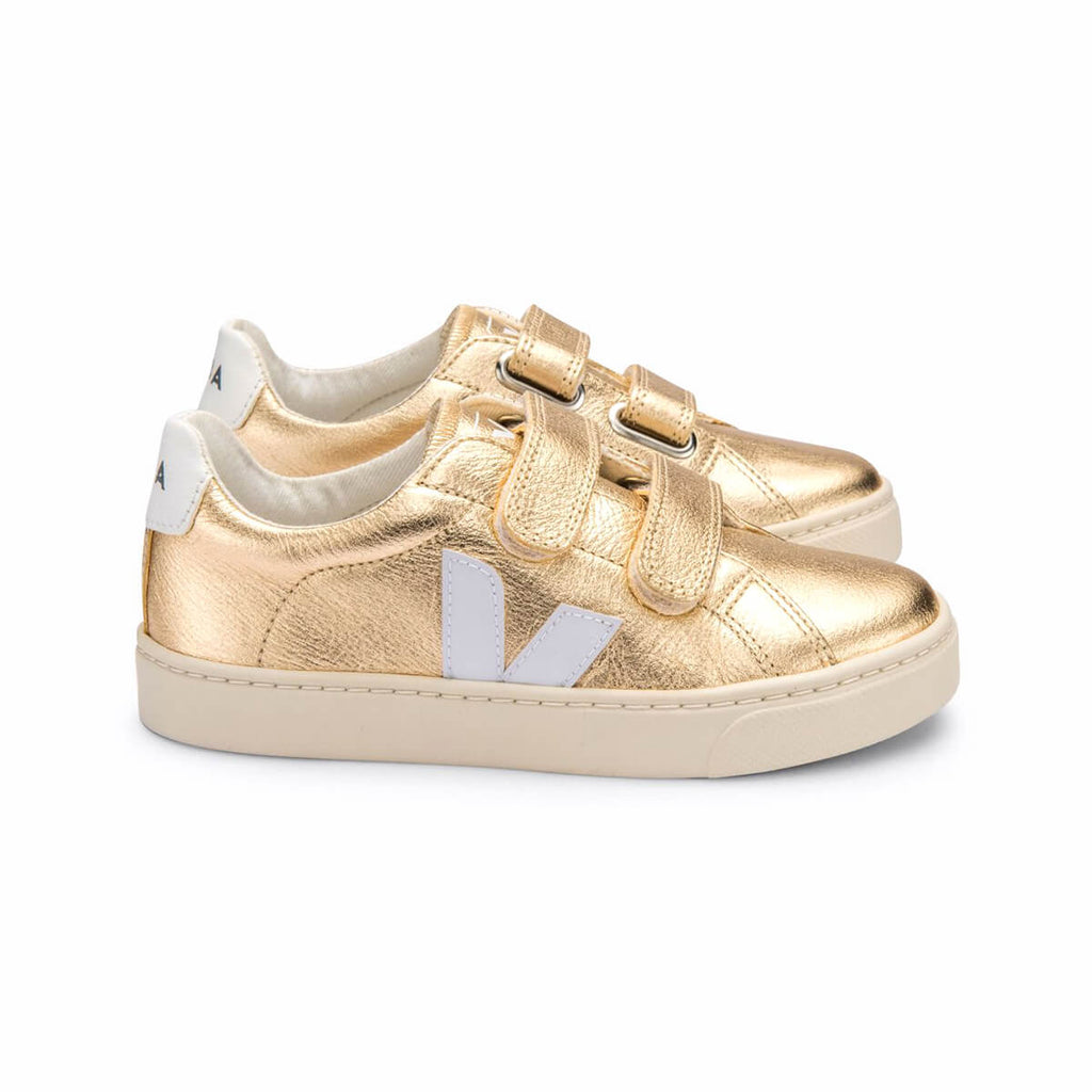 Esplar Velcro Leather Trainers in Platine / White by Veja