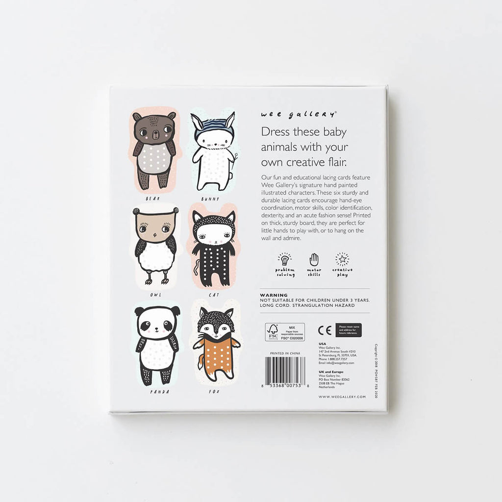 Baby Animals Lacing Cards by Wee Gallery
